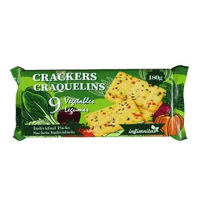 Nine vegetable green custom Biscuits Crackers Vegetable Healthy Fiber Cookies wholesale food supplier