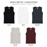 03D 230GSM Kaos Tank Top Tanpa Lengan Unisex Katun Kerah Bulat Longgar untuk Gym Kasual Polos Custom Logo Grosir