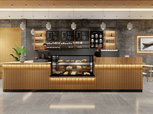 Décoration intérieure moderne Design Coffee Shop Petit kiosque en bois massif avec armoire alimentaire de centre commercial intérieur de haute qualité - Product Image 2