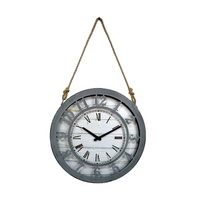 Horloge murale en métal suspendue par corde De Chanvre