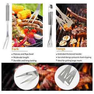 Kit d'accessoires de barbecue en acier inoxydable 11 pièces, outils de grillade portables et pratiques avec sac de rangement pour grillades en plein air et camping - Product Image 2