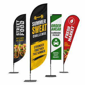 Banderas Promocionales de Poliéster con Mástil de Fibra de Vidrio, Impresión Personalizada, Pancartas Publicitarias para Exteriores, Exhibiciones en Ferias Comerciales, Eventos de Marketing - Product Image 1