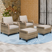 Ensemble de fauteuils d'extérieur en rotin, canapé simple en osier avec ottoman pour jardin et balcon