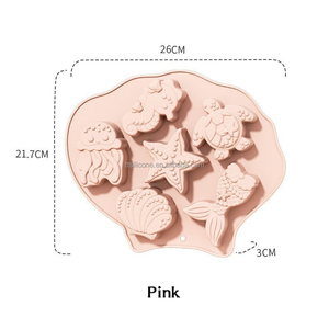 Molde de Silicona Reutilizable de 6 Cavidades con Forma de Pulpo, <span class=keywords><strong>Caballito</strong></span> de <span class=keywords><strong>Mar</strong></span>, Tortuga Marina, Estrella de <span class=keywords><strong>Mar</strong></span>, Concha Marina y Cola de Sirena para Jabón y Chocolate - Product Image 6