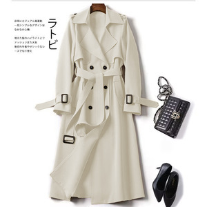 <span class=keywords><strong>Manteau</strong></span> trench élégant pour <span class=keywords><strong>femme</strong></span>, style britannique, <span class=keywords><strong>mi</strong></span>-<span class=keywords><strong>long</strong></span>, ceinture, couleur unie - Product Image 6