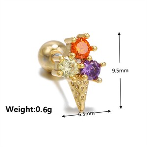 Pendientes Colgantes <span class=keywords><strong>de</strong></span> Acero Inoxidable Freya, Diseño <span class=keywords><strong>de</strong></span> Frutas con Zirconia, Joyería <span class=keywords><strong>de</strong></span> Moda para Mujer, Pendientes para Helix y Labret, Venta al por Mayor - Product Image 6