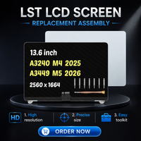 Layar LCD GBOLE 13.6" untuk Macbook Air A3240 A3449 M4 M5 EMC 8781 MC6T4LL/A Perakitan Layar Baru