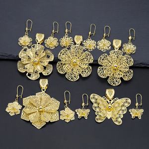 JXX Jewelry Multi Style Fashion Bridal Wedding Dubai 24K Plated <b>Gold</b> Big Pendant Necklace and <b>Earrings</b> Jewelry <b>Set</b> - Product Image 1