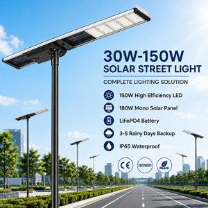 All-in-One <b>Solar</b> Street <b>Light</b> 30W 60W 90W 100W 120W 150W With Pole IP66 Outdoor LED Road Lighting <b>System</b> LCS-XY-65 3030 High Eff - Product Image 1