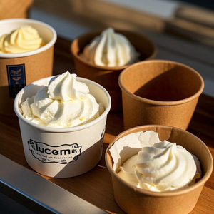 16 oz 500 ml Low MOQ Customized logo Paper Cup for Ice Cream,dessert Bowl with Lid,ice Cream Cup with Lid