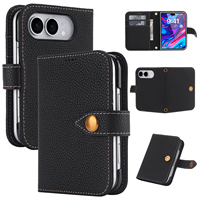 Étui de téléphone antichoc en cuir véritable avec fente pour cartes et chargement magnétique, personnalisé directement par l'usine OEM/ODM pour Apple 18 Fold
