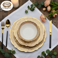 KAROSA 4 Pièces Vente Chaude Ensemble de Vaisselle de Luxe Comprenant une Assiette Plate, une Assiette à Dessert, une Assiette Creuse et un Bol à Salade de 15 cm – Service de Table pour 1 Personne