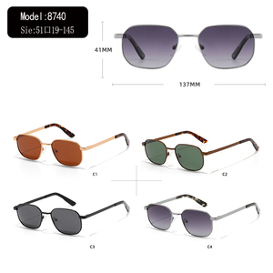 Lunettes de soleil rectangulaires en métal, monture noire pleine, protection UV400, unisexe, style adulte - Product Image 3