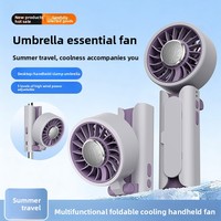 Nouveau ventilateur portable haute vitesse à refroidissement semi-conducteur transfrontalier, rechargeable par USB, pliable, avec clip pour parapluie, mini