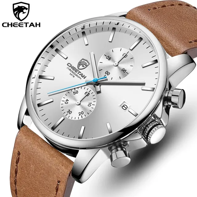 CHEETAH New Men Watches Top Luxury Brand Sport Quartz Watch Men Chronograph Waterproof Wristwatch Leather Date reloj hombre