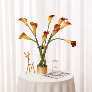 High Quality Real Touch PU Artificial Flowers White Calla Lily For Table Center Piece Wedding Party Home Decoration