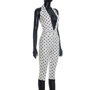 Viviblook Q26JP118 Combinaison sexy sans manches à pois, dos nu, à lacets, décontractée, une pièce pour femme - Product Image 4
