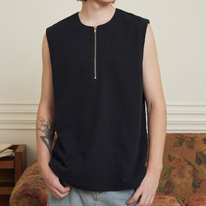 Venta al por mayor Waffle Knit Tank Top Media cremallera <span class=keywords><strong>Ropa</strong></span> de alta calidad Hombres Waffle Shirt Sin mangas Mend Designer <span class=keywords><strong>Ropa</strong></span> Verano 2025 - Product Image 2