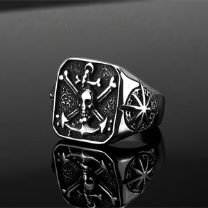 Men's Stainless Steel <b>Ring</b> Skeleton Pirate Design Hip Hop Style Gift Jewelry - Product Image 2