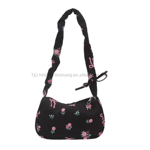 Women's Casual Retro Flower Texture <b>Handbag</b> Cute <b>Small</b> Korean Shoulder Bag Underarm Bags for Ladies - Product Image 5