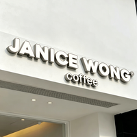 Enseigne lumineuse 3D personnalisée en acier inoxydable, lettres en relief, logo solide, décoration commerciale, publicité pour cafés et entreprises