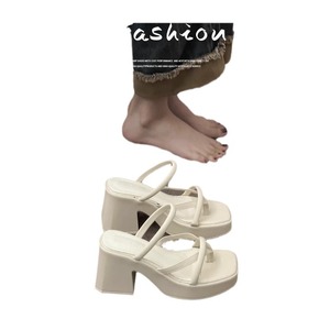 Sandalias de Tacón para Mujer, Plataforma, Tacón Medio Grueso, Antideslizantes, con Tiras y Hebilla, Parte Superior de PVC, Clásicas de Verano, Negras - Product Image 5