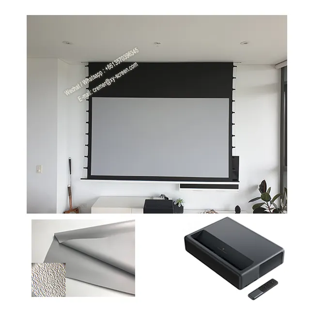 XY ekran akıllı tavan motorlu projektör ekranı XYScreen 80-170 inç ALR Tab gerginlik motorlu ekran