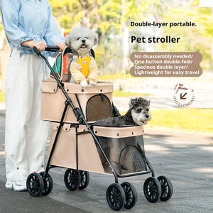 Cochecito de <span class=keywords><strong>perro</strong></span> de doble capa para 2 mascotas, transportador de viaje al aire libre, carros de 4 ruedas, <span class=keywords><strong>carrito</strong></span> plegable para mascotas para perros, gatos, cochecito para mascotas - Product Image 1