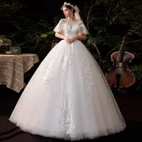 فستان زفاف أبيض 2022 قصير من التل كريستالي صناعة صينية فستان زفاف طويل من إيطاليا فستان زفاف للفتيات