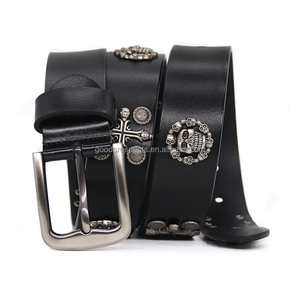 Thiết Kế Mới Punk Phong Cách Người Đàn Ông Thời Trang Đinh Tán Vành Đai Da Chính Hãng Hộp Sọ Và Cây Thánh Giá Đinh Tán Pin Khóa Với Đinh Tán - Product Image 2