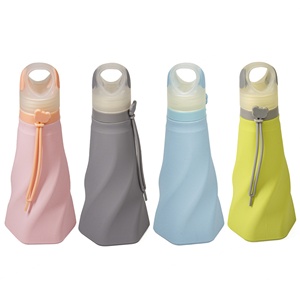 Wholesale <b>500ml</b> Portable Foldable Leak Proof Silicone Sports <b>Water</b> <b>Bottle</b> Outdoor Environmentally Friendly Travel Cup - Product Image 1