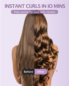 Fer à boucler électrique breveté 1,5 pouce à anions, double tension, pour ondulations et boucles, usage domestique, style 'egg roll', avec manuel d'utilisation en français - Product Image 2