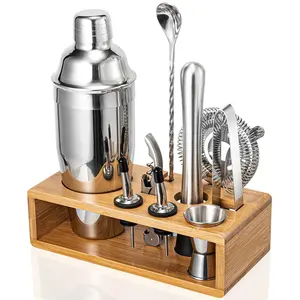 10 peças mixologia bartender kit bar set aço inoxidável metal bebida mistura ferramentas whisky boston shaker set cocktail shaker