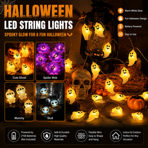 ไฟ LED สำหรับตกแต่งวันฮาโลวีน ใช้พลังงานจากแบตเตอรี่ เหมาะสำหรับตกแต่งภายในและภายนอกบ้าน สวน และงานปาร์ตี้ในช่วงเทศกาล - Product Image 1