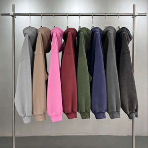 Sweat à capuche en molleton coupe boxy personnalisé 370 g/m² de haute qualité, effet délavé vintage, déchiré, avec impression DTG et broderie, style streetwear - Product Image 1