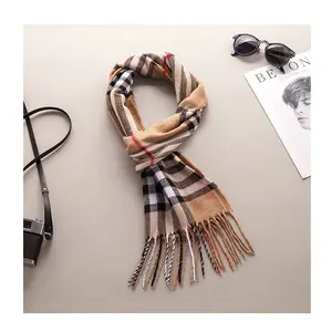 Winter Warm Woven Scarf Long Ladies Korean Style Lattice Thick Unisex Students Warm Plain Style Shawl Adult Winter Scarf for Men