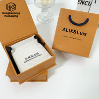 Boîte à bijoux en carton brun de haute qualité, personnalisable, faible MOQ, avec sac en papier et pochette à bijoux, pour boutique.