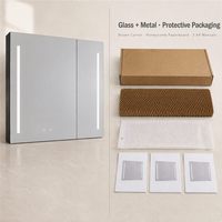 Armoire de salle de bain en alliage d'aluminium avec miroir LED, 40x60x14cm, IP44, 6500K, dimmable, 12W, double porte en verre et métal
