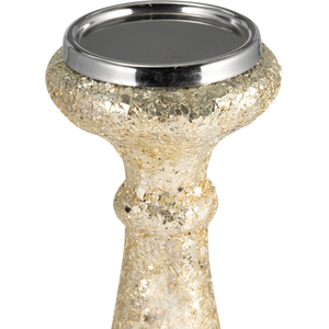 Portacandele in Vetro Sfumato Effetto Craquelé, Moderno Candelabro a Colonna, Centrotavola, Decorazione per la Casa - Product Image 3