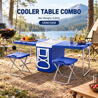 Glacière à roulettes 28L avec table pliante, pour plage, pique-nique, fermeture hermétique, fabricant OEM