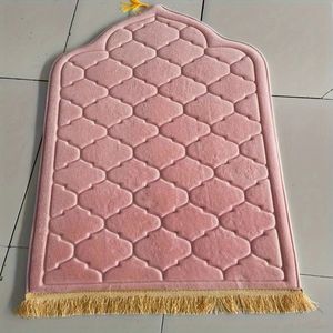 Alfombra musulmana antideslizante de espuma viscoelástica personalizada al por mayor, almohadilla de suelo de lujo suave para rodillas, Alfombra de terciopelo para la frente, alfombra de oración de regalo - Product Image 3