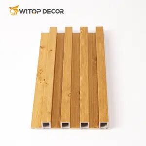 Oriente Medio Fácil de instalar Color dorado Eco Madera Laminado Decorativo 195*28 Panel de gran pared Paneles Wpc