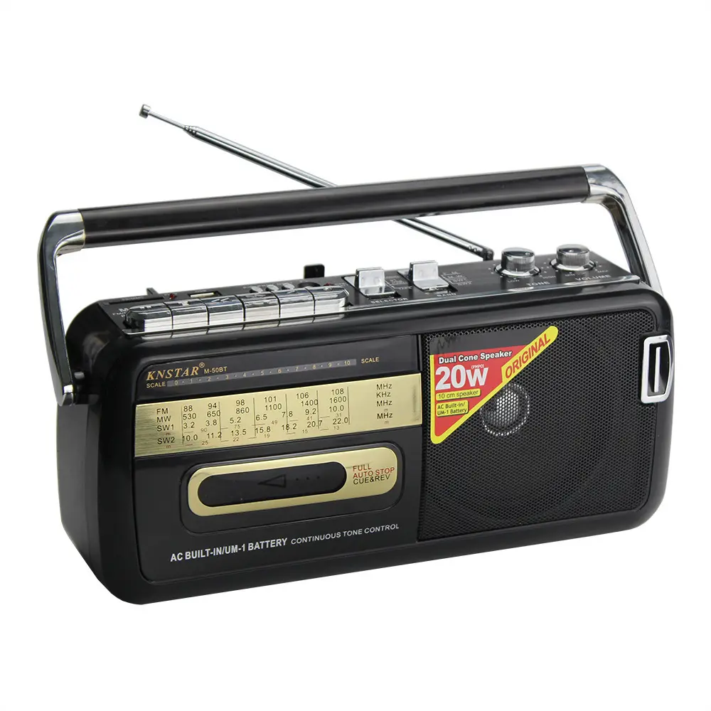 Pemutar kaset perekam Tape Retro, Speaker luar ruangan AM FM SW 4 band Radio USB SD pemutar Mp3