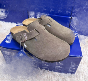Produit phare : Sandales plates d'extérieur, mules et sabots Birkentocks en cuir véritable et daim pour femme, avec semelle intérieure en liège, Printemps-Été - Product Image 4