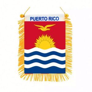Custom Logo Puerto Rico Pennant Flag Digital Printed Polyester and <b>Plastic</b> for Car Rearview <b>Mirror</b> and Home Decoration - Product Image 4