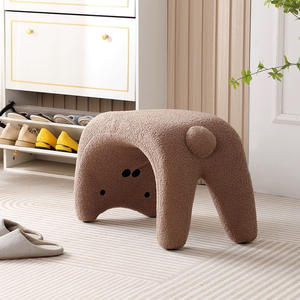 Tabouret en forme de chat en peluche pour enfants et adultes, siège rembourré doux, chaise de salon pour la maison avec housse en laine d'agneau - Product Image 4