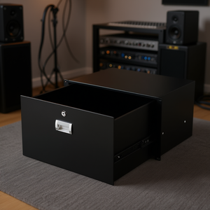 Armoire de rangement DJ en acier noir 19 pouces 6U avec gestion des câbles pour le stockage d'équipements - Product Image 2