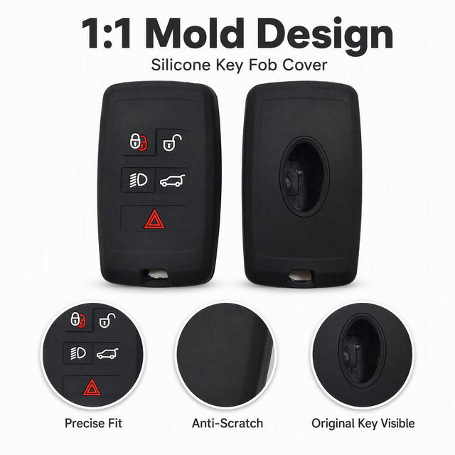 Silicone Car Key Fob Cover Case for Land Rover Range Rover Sport Discovery Defender 5 Button Remote Protector Shell Holder