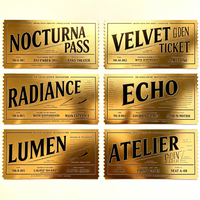 Impression de logo en relief personnalisée, services d'impression OEM et ODM, cartes personnalisées, billet d'entrée doré pour invitation à un événement professionnel