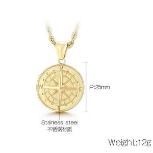 Vintage Viking Kompass boussole nautique manière <span class=keywords><strong>guidage</strong></span> plaqué or acier inoxydable pendentif Fine mode bijoux colliers hommes - Product Image 3